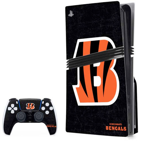 NFL Cincinnati Bengals - Distressed PS5 Pro Disk Bundle Skin