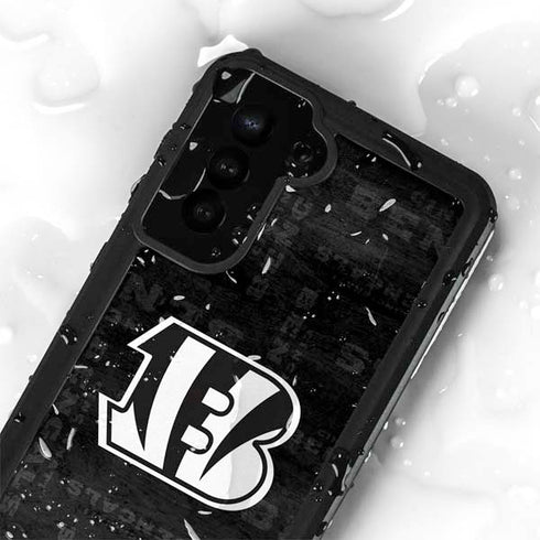 NFL Cincinnati Bengals Black & White Galaxy S24 Plus Waterproof Case