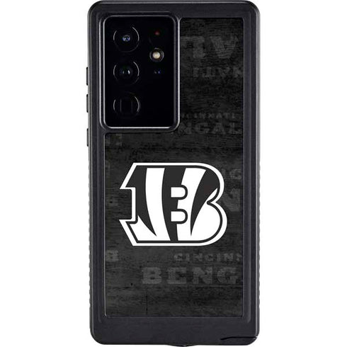 NFL Cincinnati Bengals Black & White Galaxy S24 Ultra Waterproof Case
