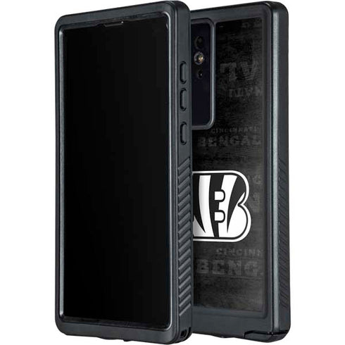 NFL Cincinnati Bengals Black & White Galaxy S24 Ultra Waterproof Case