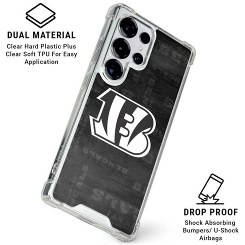 NFL Cincinnati Bengals Black & White Galaxy S25 Ultra Clear Case