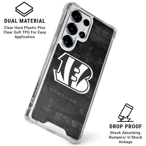NFL Cincinnati Bengals Black & White Galaxy S26 Ultra Clear Case