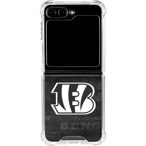 NFL Cincinnati Bengals Black & White Galaxy Z Flip6 Clear Case