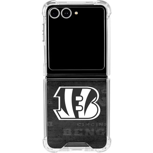 NFL Cincinnati Bengals Black & White Galaxy Z Flip7 Clear Case