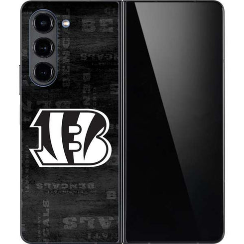 NFL Cincinnati Bengals Black & White Galaxy Z Fold5 5G Skin