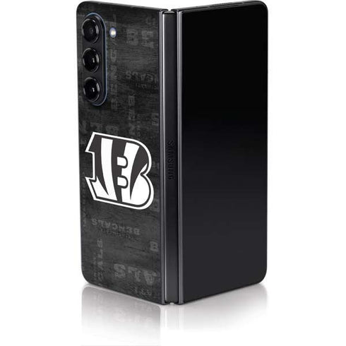 NFL Cincinnati Bengals Black & White Galaxy Z Fold5 5G Skin