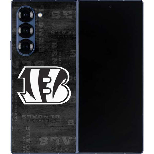 NFL Cincinnati Bengals Black & White Galaxy Z Fold6 Skin