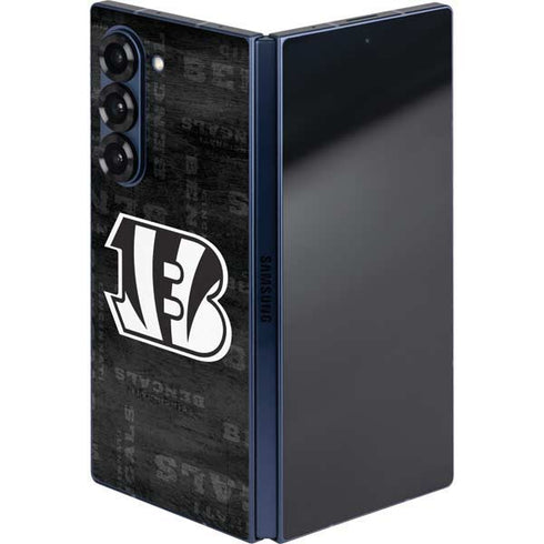 NFL Cincinnati Bengals Black & White Galaxy Z Fold6 Skin
