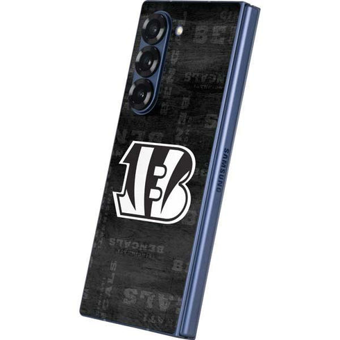 NFL Cincinnati Bengals Black & White Galaxy Z Fold6 Skin