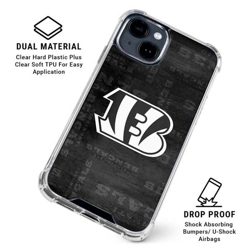NFL Cincinnati Bengals Black & White iPhone 15 Clear Case