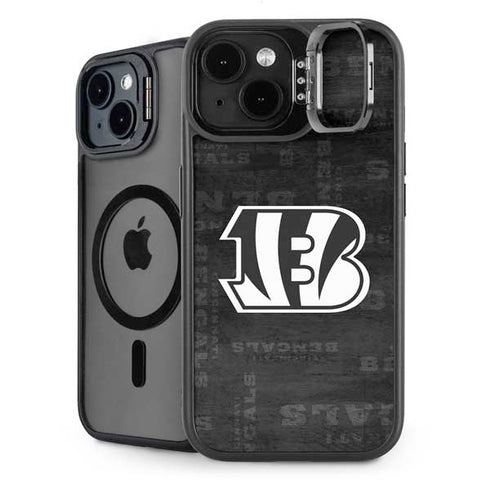 NFL Cincinnati Bengals Black & White iPhone 15 Kickstand Case