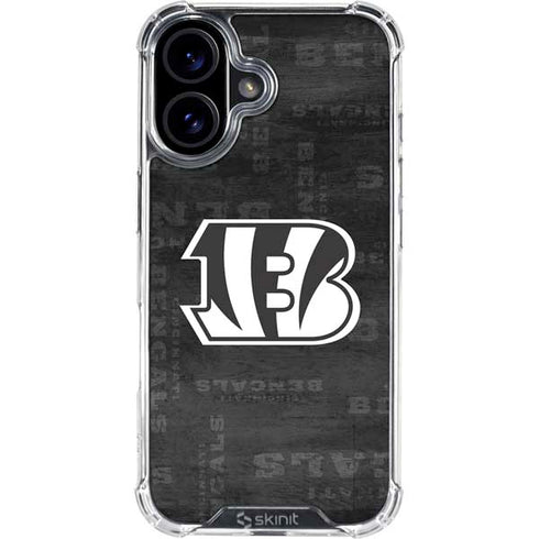 NFL Cincinnati Bengals Black & White iPhone 16 Plus Clear Case