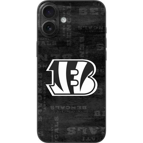 NFL Cincinnati Bengals Black & White iPhone 16 Plus Skin