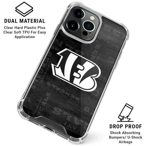 NFL Cincinnati Bengals Black & White iPhone 16 Pro Clear Case