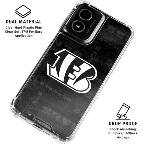 NFL Cincinnati Bengals Black & White Moto G Power 5G (2024) Clear Case