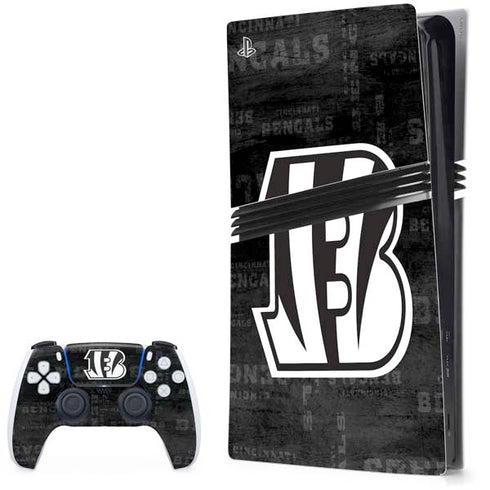 NFL Cincinnati Bengals Black & White PS5 Pro Bundle Skin