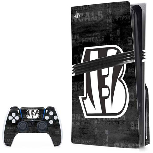 NFL Cincinnati Bengals Black & White PS5 Pro Disk Bundle Skin