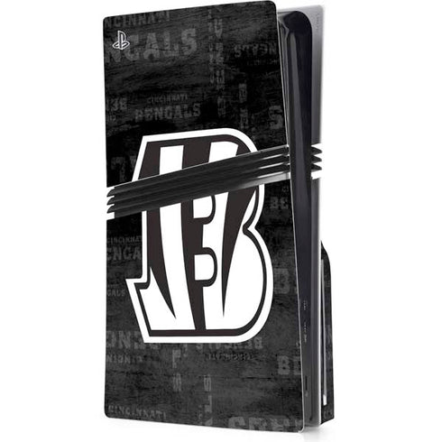 NFL Cincinnati Bengals Black & White PS5 Pro Disk Console Skin