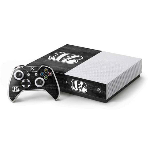 NFL Cincinnati Bengals Black & White Xbox One S Console and Controller Bundle Skin