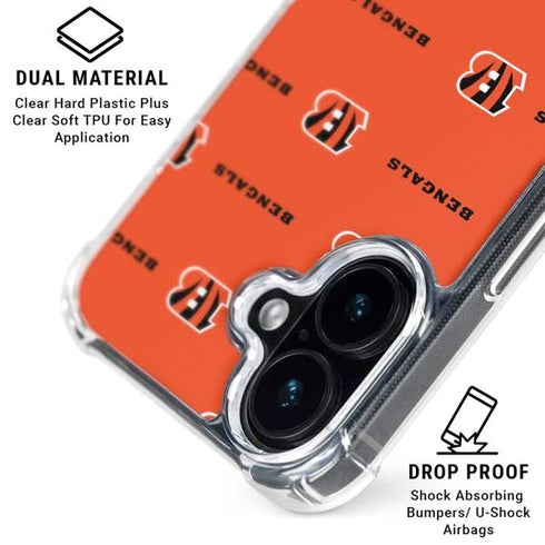 NFL Cincinnati Bengals Blitz Series iPhone 16 Plus Clear Case
