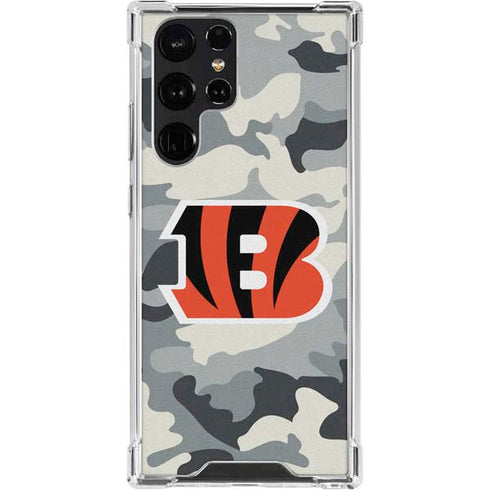 NFL Cincinnati Bengals Camo Galaxy S23 Ultra Clear Case
