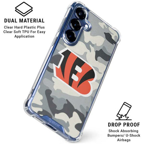 NFL Cincinnati Bengals Camo Galaxy S25 Clear Case