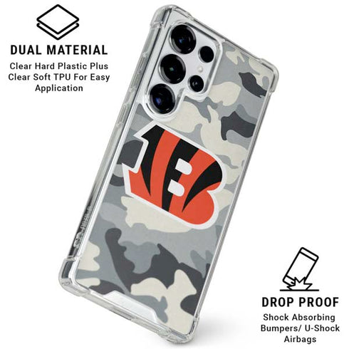 NFL Cincinnati Bengals Camo Galaxy S25 Ultra Clear Case