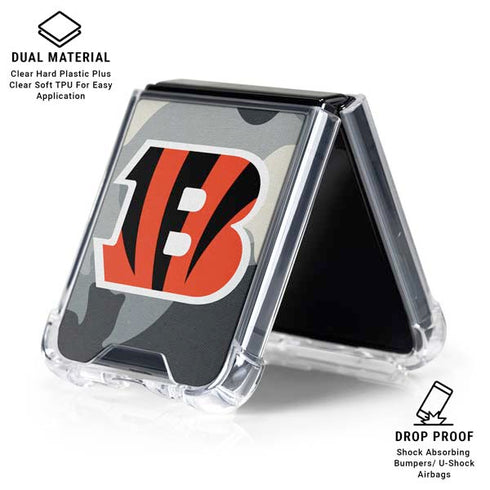 NFL Cincinnati Bengals Camo Galaxy Z Flip6 Clear Case