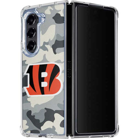 NFL Cincinnati Bengals Camo Galaxy Z Fold5 5G Clear Case