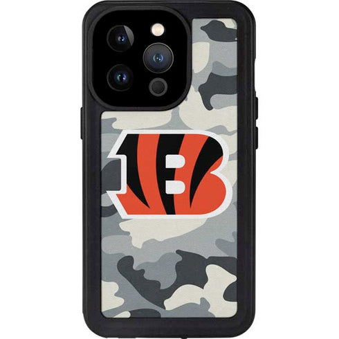 NFL Cincinnati Bengals Camo iPhone 15 Pro Waterproof Case