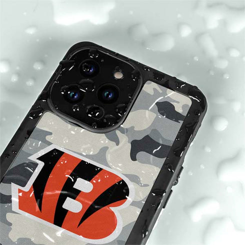 NFL Cincinnati Bengals Camo iPhone 15 Pro Waterproof Case