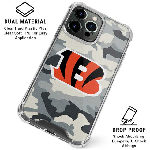 NFL Cincinnati Bengals Camo iPhone 16 Pro Max Clear Case