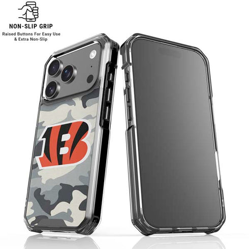 NFL Cincinnati Bengals Camo iPhone 18 Pro Clear Case