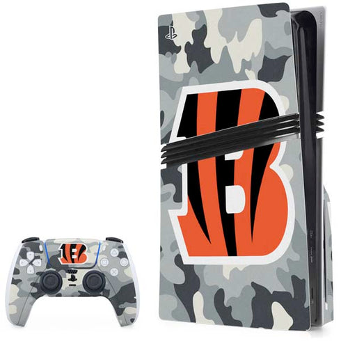 NFL Cincinnati Bengals Camo PS5 Pro Disk Bundle Skin