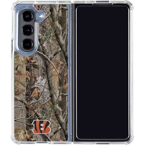 NFL Cincinnati Bengals Realtree AP Camo Galaxy Z Fold5 5G Clear Case