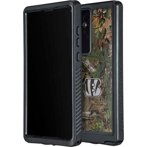NFL Cincinnati Bengals Realtree Xtra Green Camo Galaxy S24 Ultra Waterproof Case