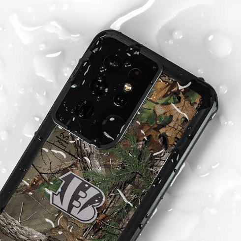 NFL Cincinnati Bengals Realtree Xtra Green Camo Galaxy S24 Ultra Waterproof Case