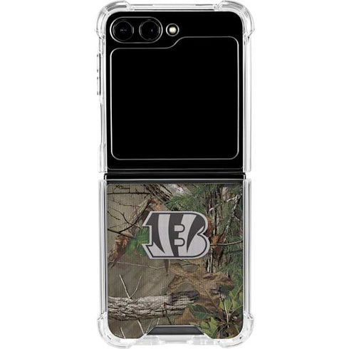 NFL Cincinnati Bengals Realtree Xtra Green Camo Galaxy Z Flip6 Clear Case