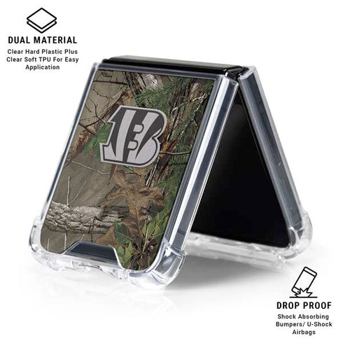 NFL Cincinnati Bengals Realtree Xtra Green Camo Galaxy Z Flip6 Clear Case