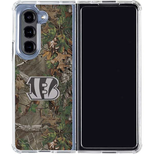 NFL Cincinnati Bengals Realtree Xtra Green Camo Galaxy Z Fold5 5G Clear Case