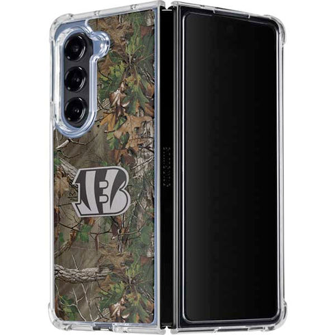 NFL Cincinnati Bengals Realtree Xtra Green Camo Galaxy Z Fold5 5G Clear Case