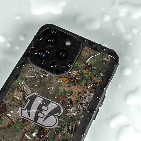 NFL Cincinnati Bengals Realtree Xtra Green Camo iPhone 15 Pro Waterproof Case