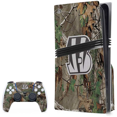NFL Cincinnati Bengals Realtree Xtra Green Camo PS5 Pro Disk Bundle Skin