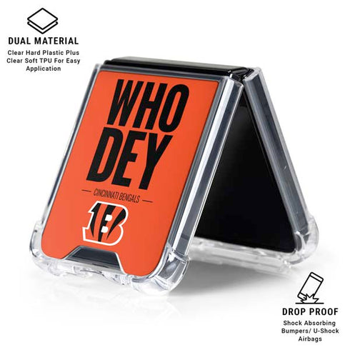 NFL Cincinnati Bengals Team Motto Galaxy Z Flip6 Clear Case