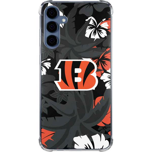 NFL Cincinnati Bengals Tropical Print Galaxy A35 5G Clear Case