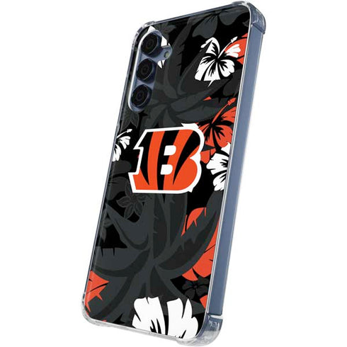 NFL Cincinnati Bengals Tropical Print Galaxy A35 5G Clear Case