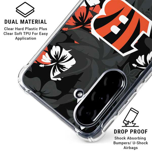 NFL Cincinnati Bengals Tropical Print Galaxy A36 5G Clear Case