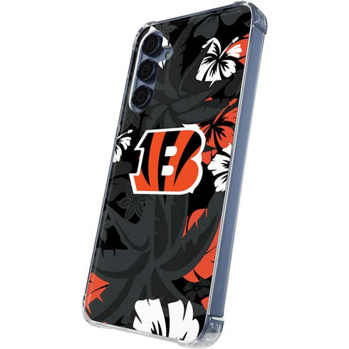 NFL Cincinnati Bengals Tropical Print Galaxy A55 5G Clear Case