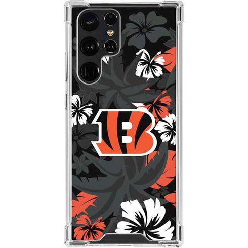 NFL Cincinnati Bengals Tropical Print Galaxy S23 Ultra Clear Case