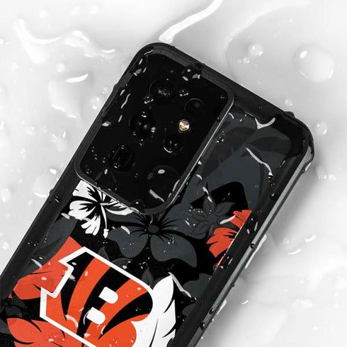 NFL Cincinnati Bengals Tropical Print Galaxy S24 Ultra Waterproof Case